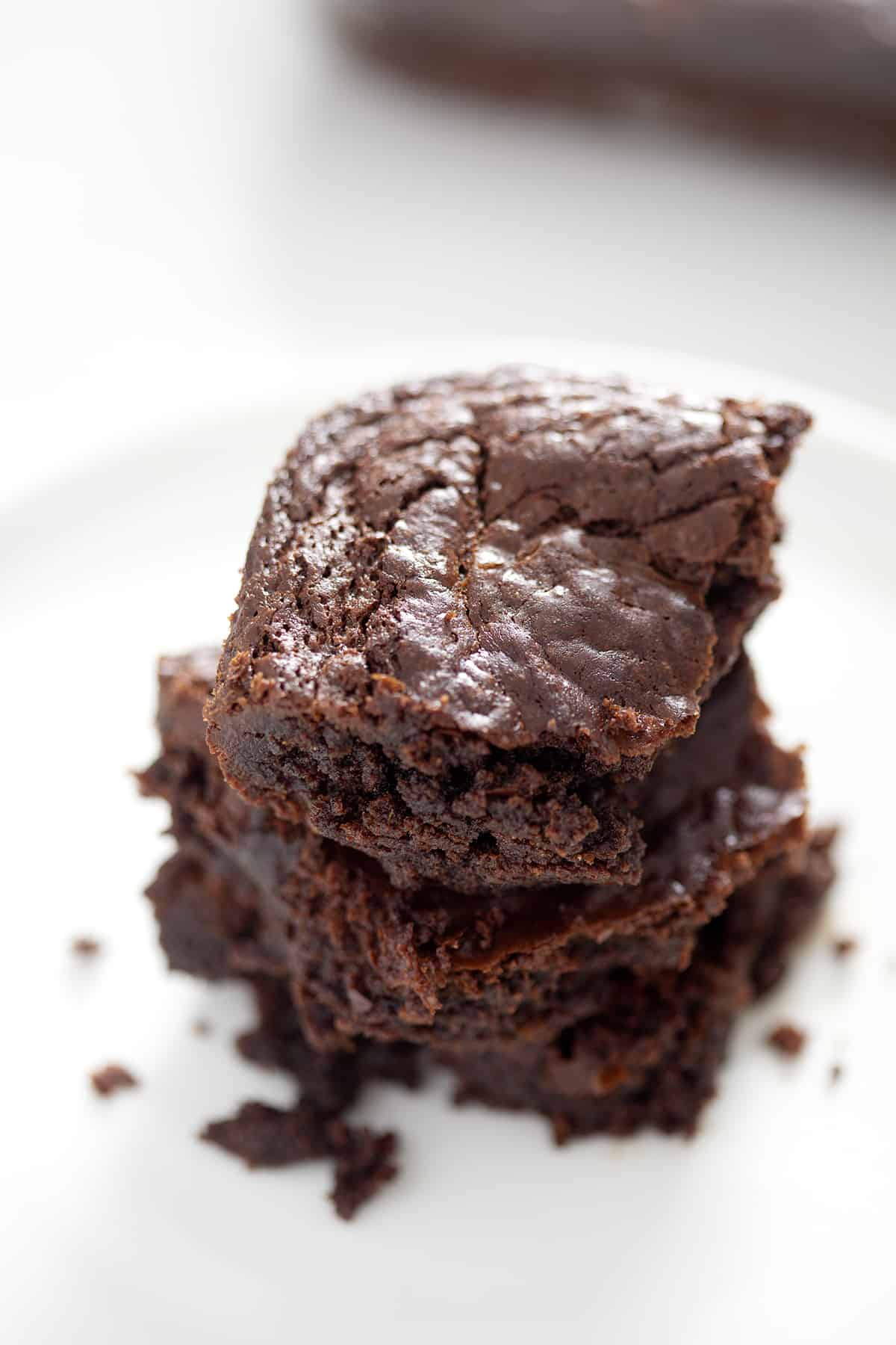 stack of non-dairy brownies using nut-free paleo flour blend
