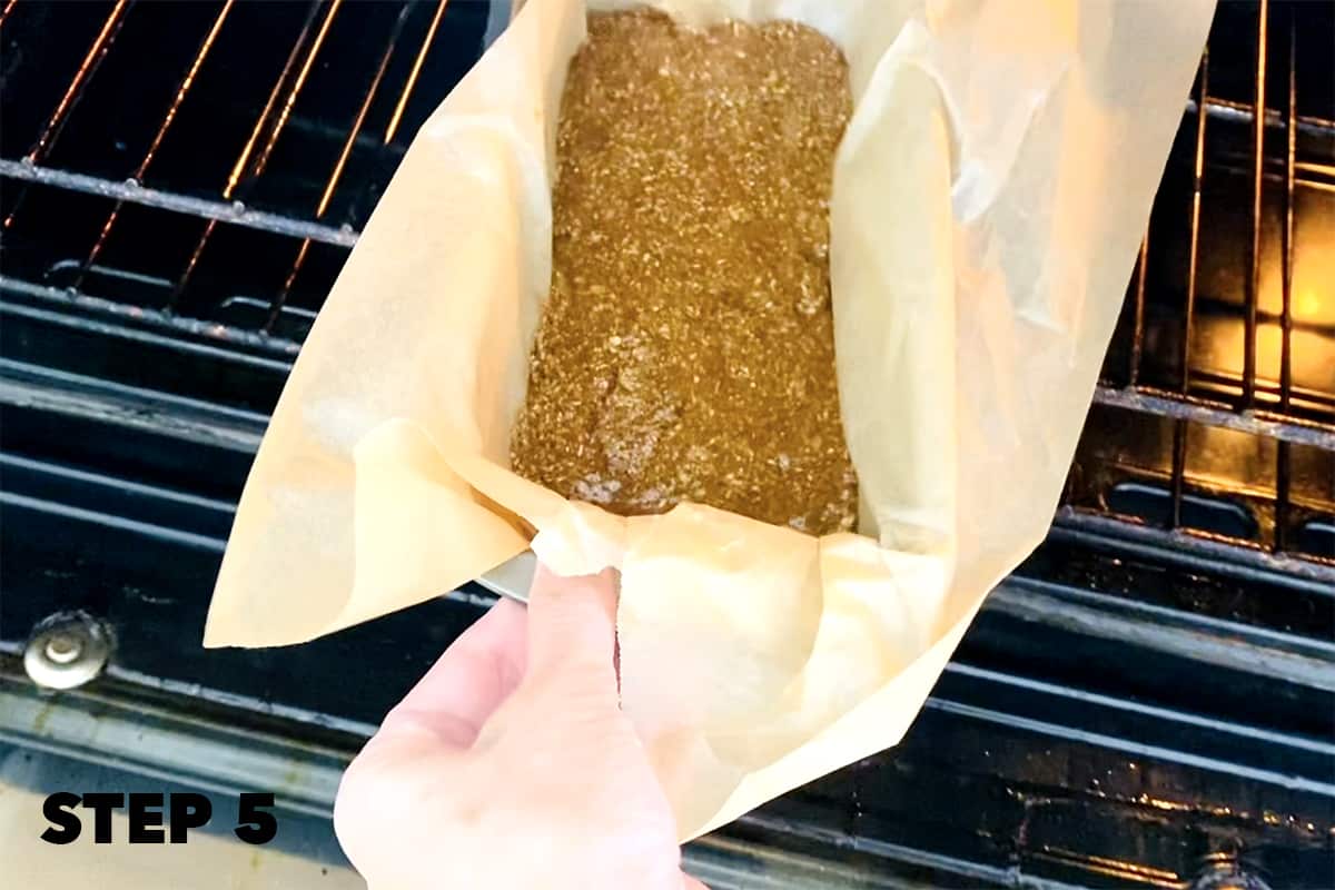 putting gluten and dairy free protein bars into oven