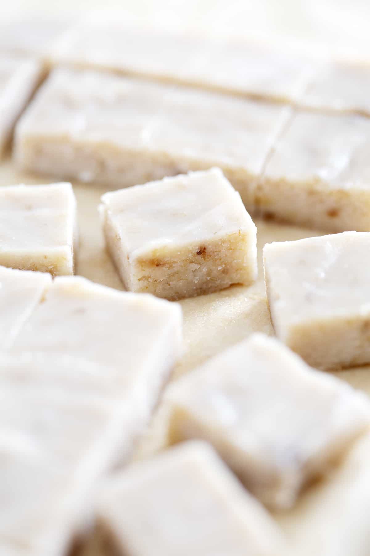 close up of banana fudge squares