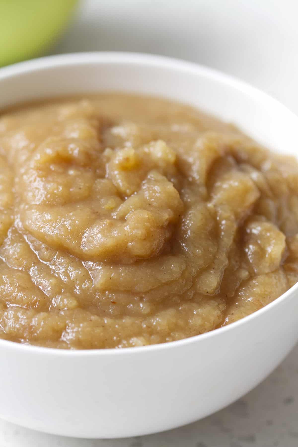close up of homemade unsweetened applesauce
