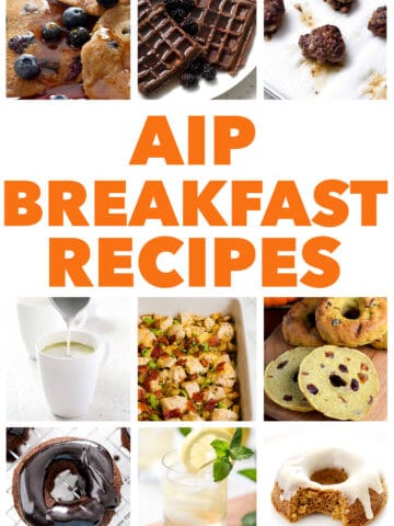 pictures of AIP breakfast ideas with words AIP breakfast recipes