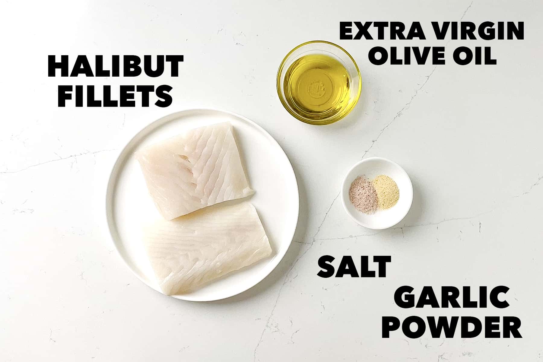 Ingredients for air fryer halibut.