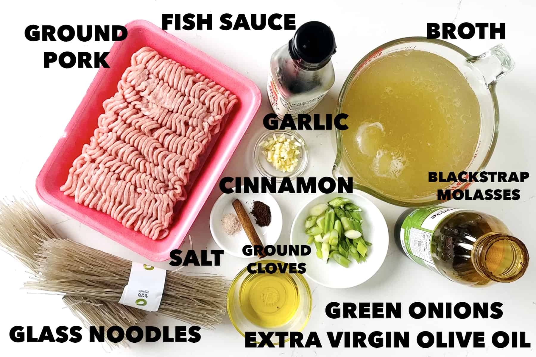 ingredients used for Glass Noodle soup