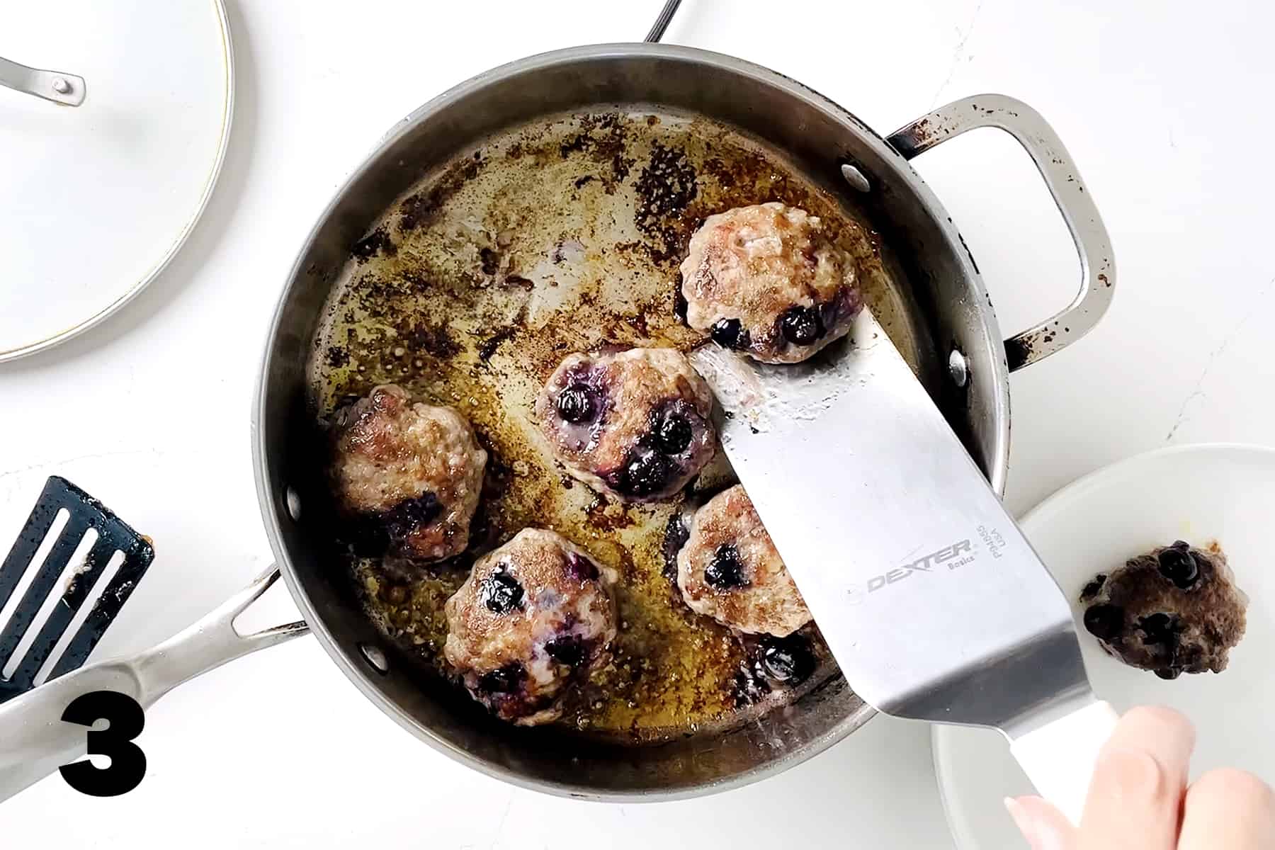 pan frying blueberry sausage
