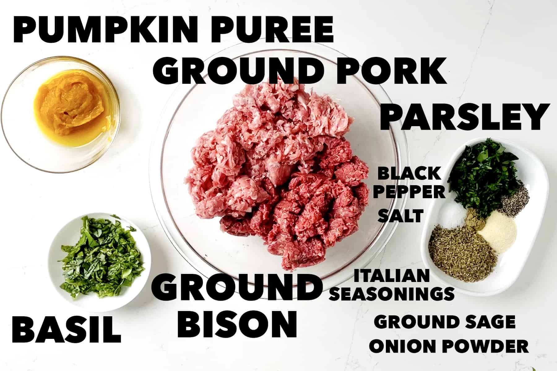 ingredients to make air fryer bison meatballs