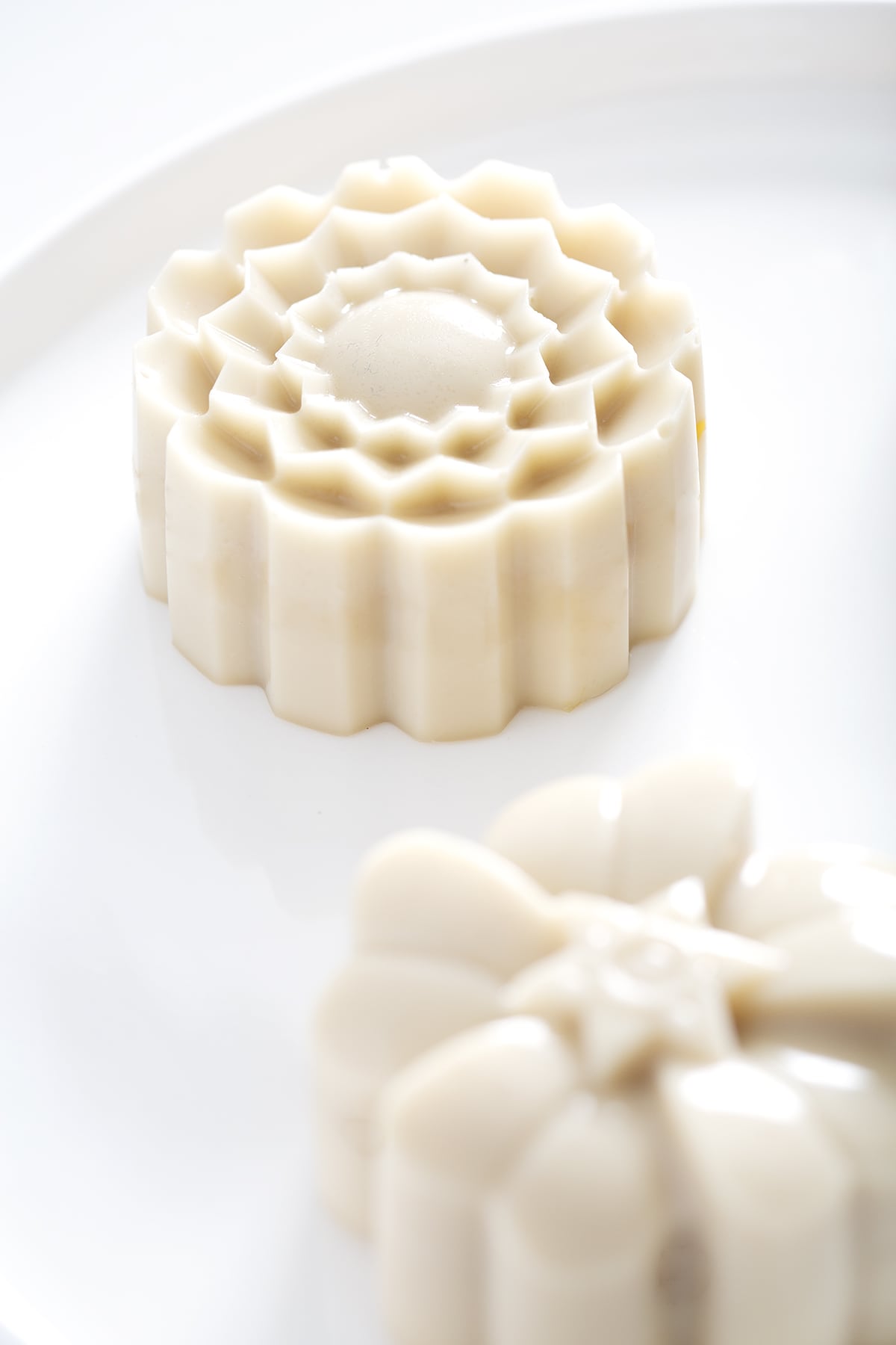 fruit jelly mooncakes on white plate