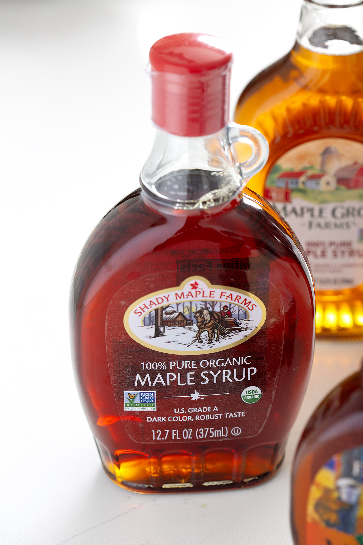 bottle of shady maple farms maple syrup