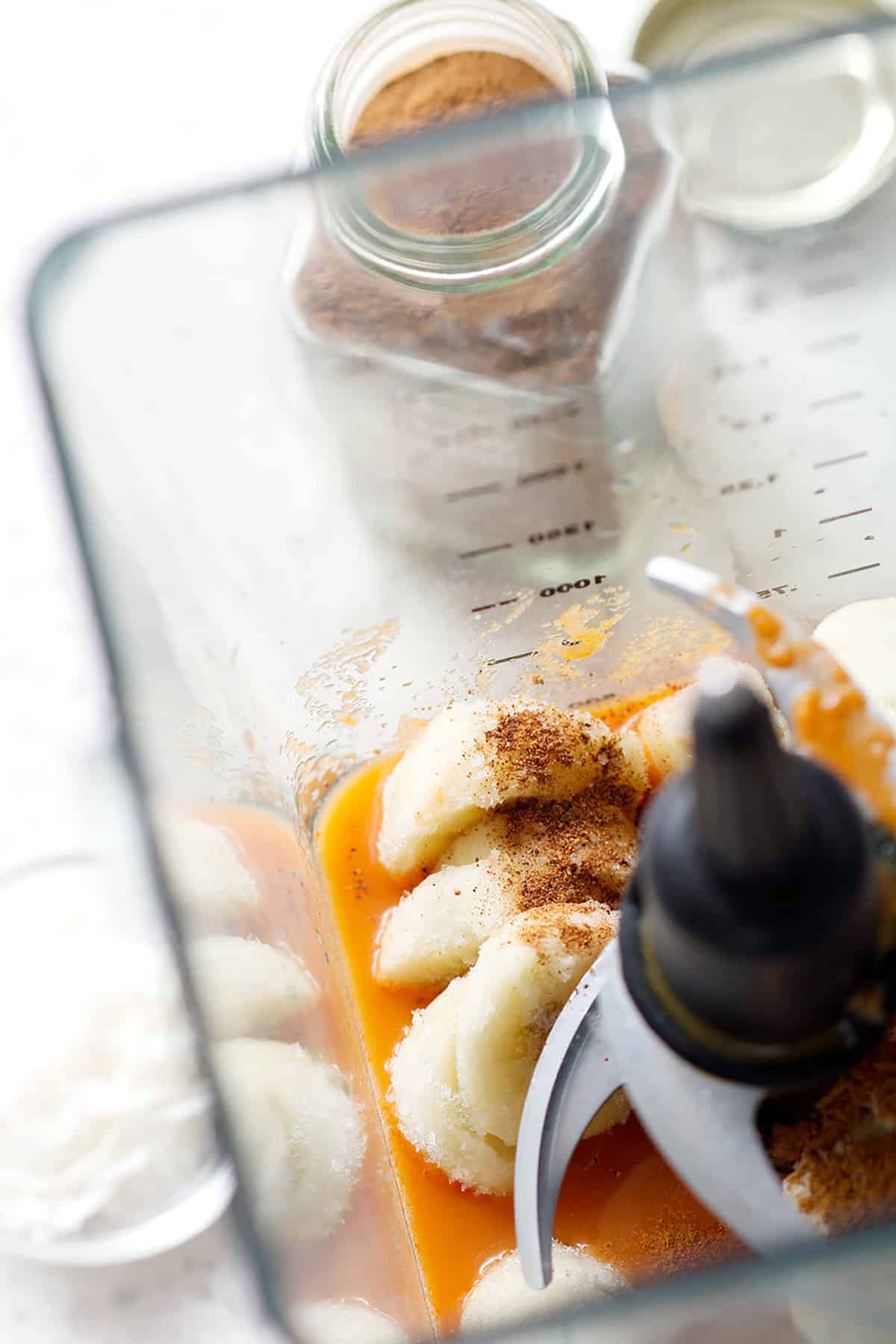 ingredients for smoothie in blender