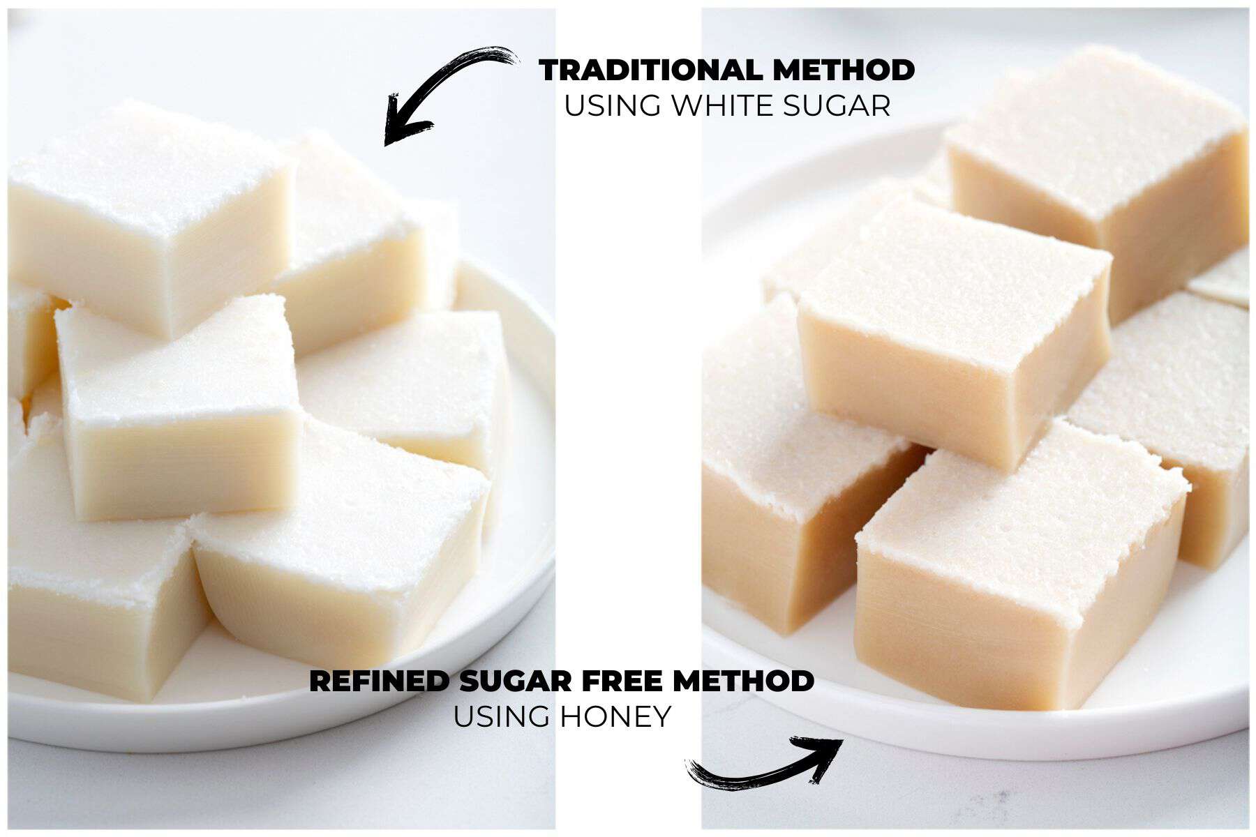 traditionally made Chinese Coconut Pudding as well as refined sugar free version