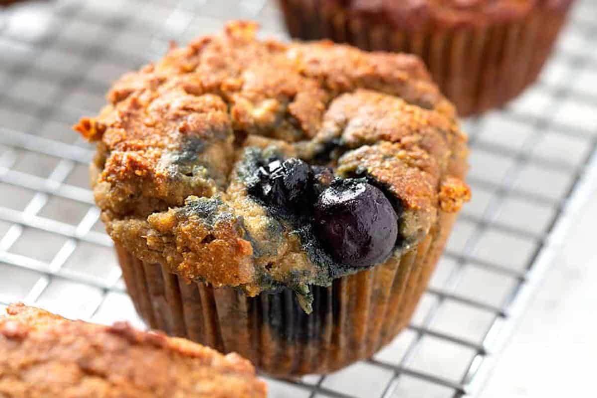close up of AIP blueberry muffins