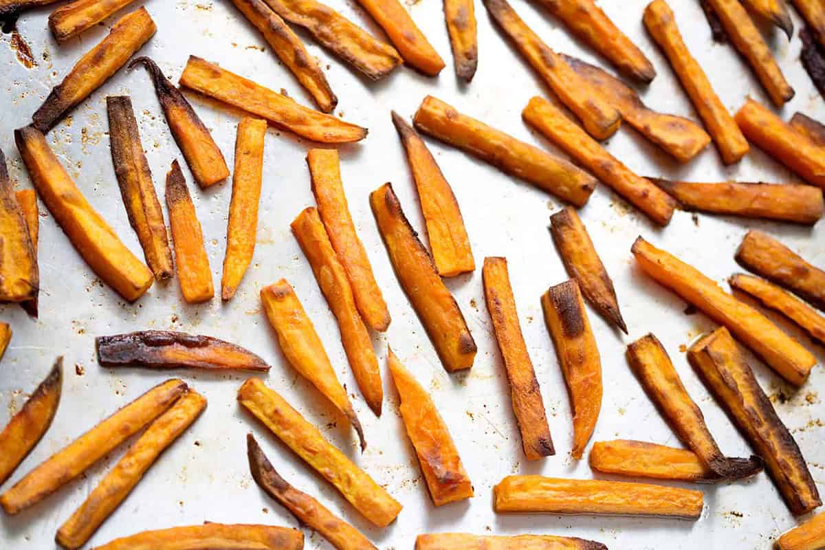 pan of sweet potato fries